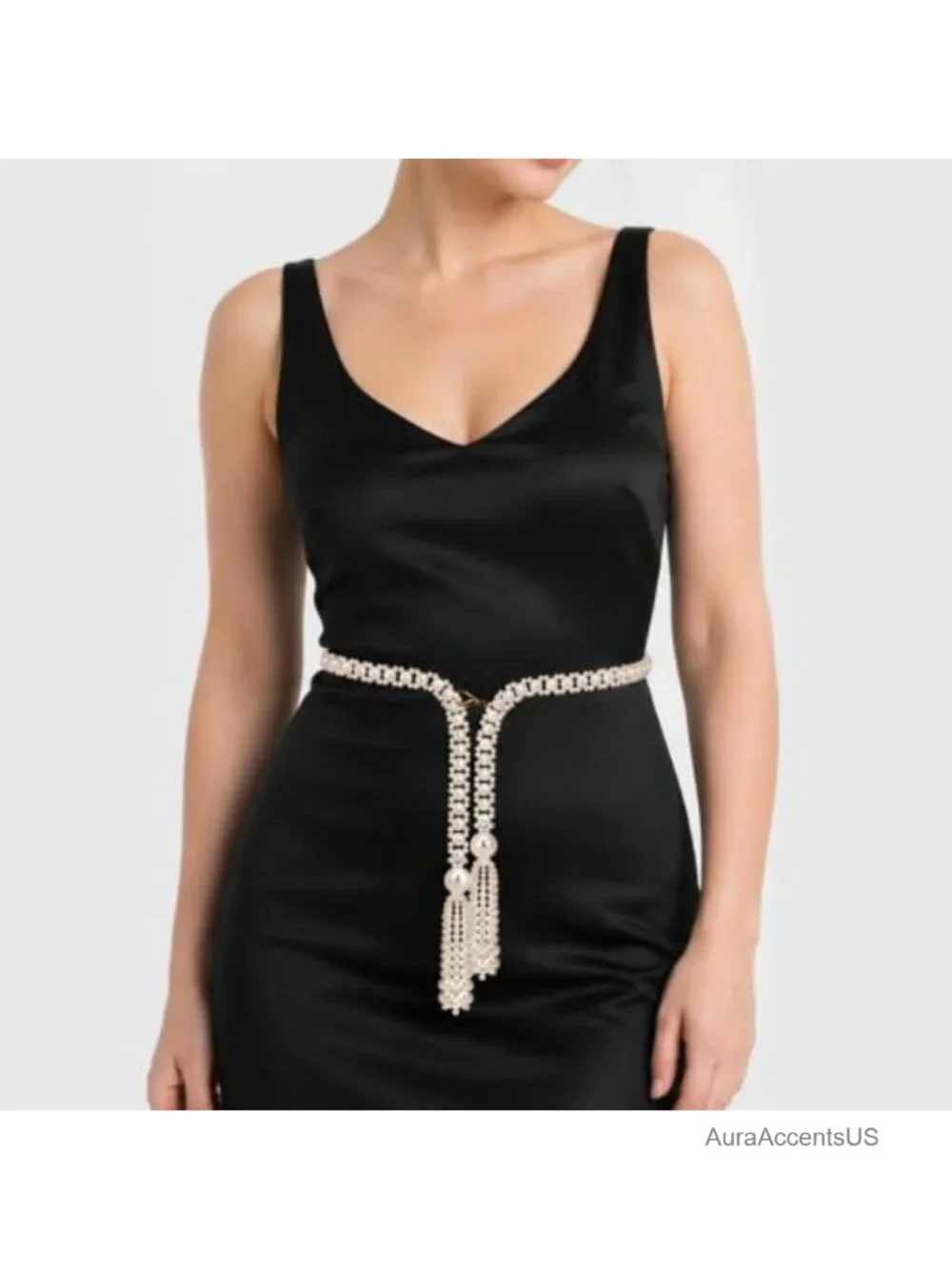 Synthetic Pearl Waist Chain Belt, Adjustable Chunky Body Jewelry for Dresses